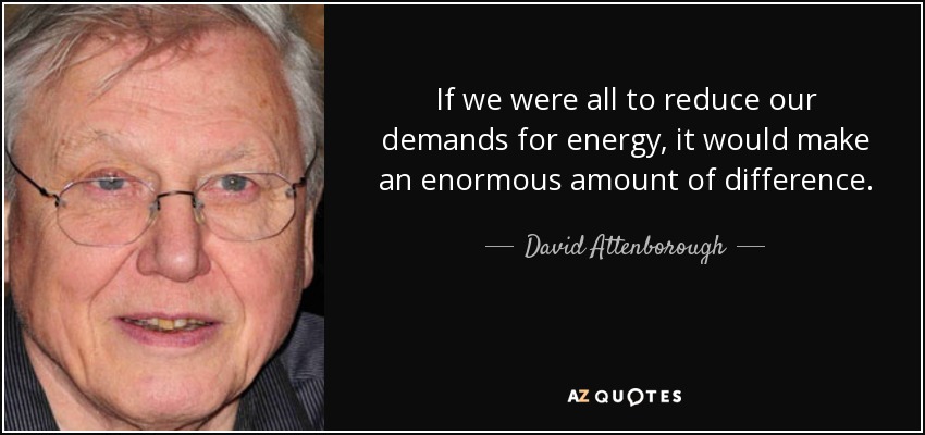 If we were all to reduce our demands for energy, it would make an enormous amount of difference. - David Attenborough