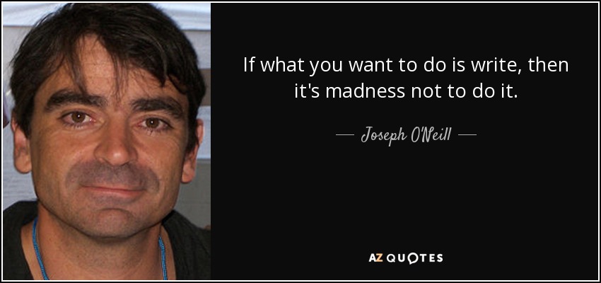 If what you want to do is write, then it's madness not to do it. - Joseph O'Neill