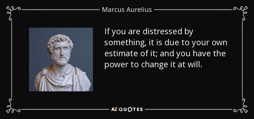 If you are distressed by something, it is due to your own estimate of it; and you have the power to change it at will. - Marcus Aurelius