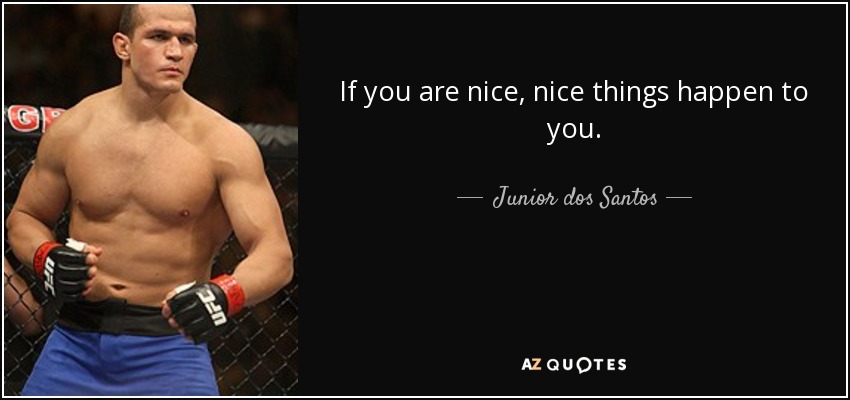 If you are nice, nice things happen to you. - Junior dos Santos