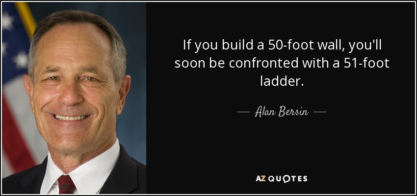 If you build a 50-foot wall, you'll soon be confronted with a 51-foot ladder. - Alan Bersin