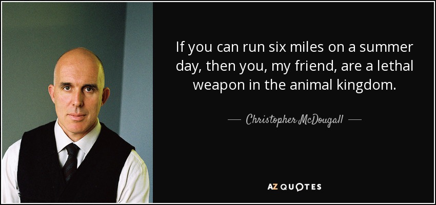If you can run six miles on a summer day, then you, my friend, are a lethal weapon in the animal kingdom. - Christopher McDougall