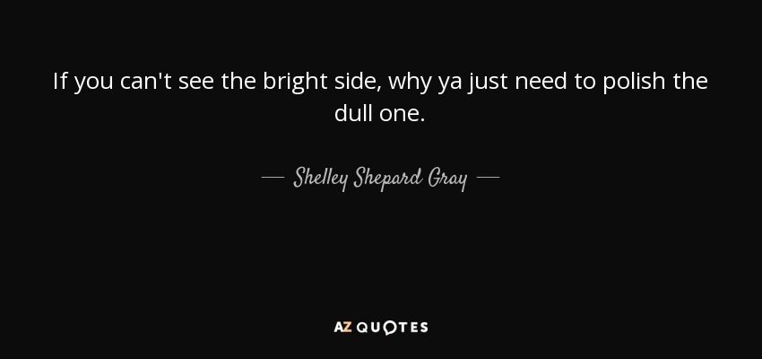 If you can't see the bright side, why ya just need to polish the dull one. - Shelley Shepard Gray