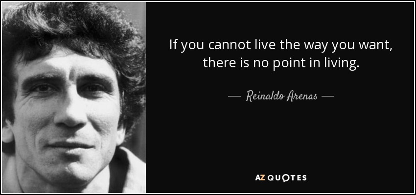 If you cannot live the way you want, there is no point in living. - Reinaldo Arenas