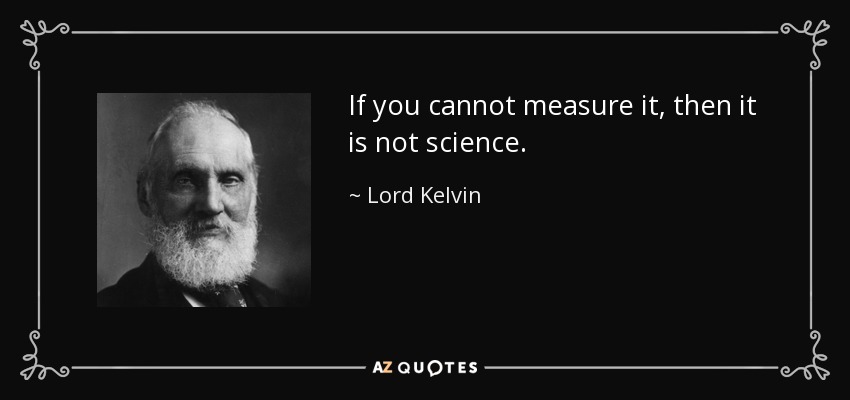 If you cannot measure it, then it is not science. - Lord Kelvin