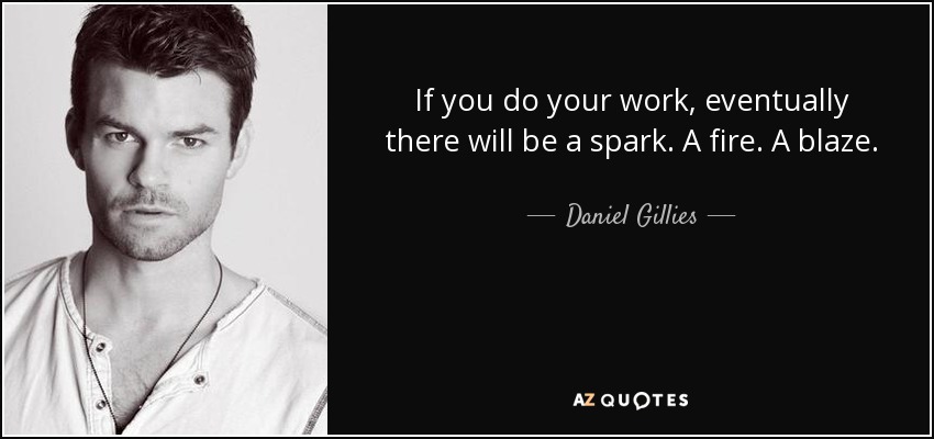 If you do your work, eventually there will be a spark. A fire. A blaze. - Daniel Gillies