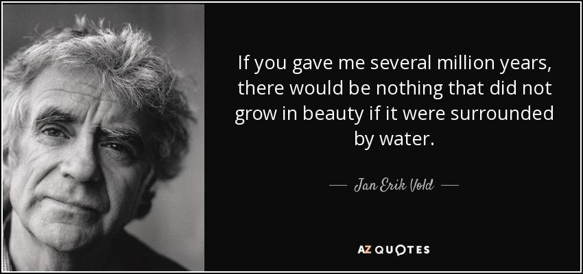 If you gave me several million years, there would be nothing that did not grow in beauty if it were surrounded by water. - Jan Erik Vold