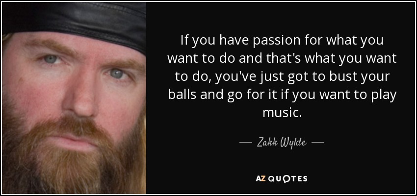 If you have passion for what you want to do and that's what you want to do, you've just got to bust your balls and go for it if you want to play music. - Zakk Wylde