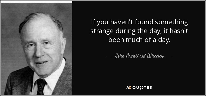 If you haven't found something strange during the day, it hasn't been much of a day. - John Archibald Wheeler