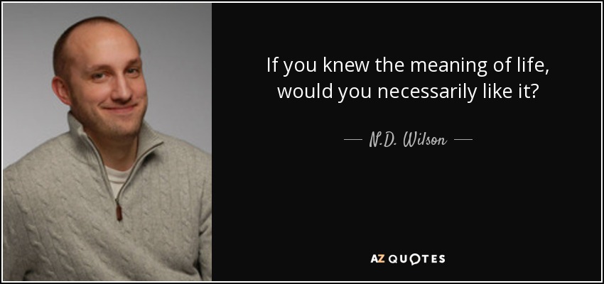 If you knew the meaning of life, would you necessarily like it? - N.D. Wilson