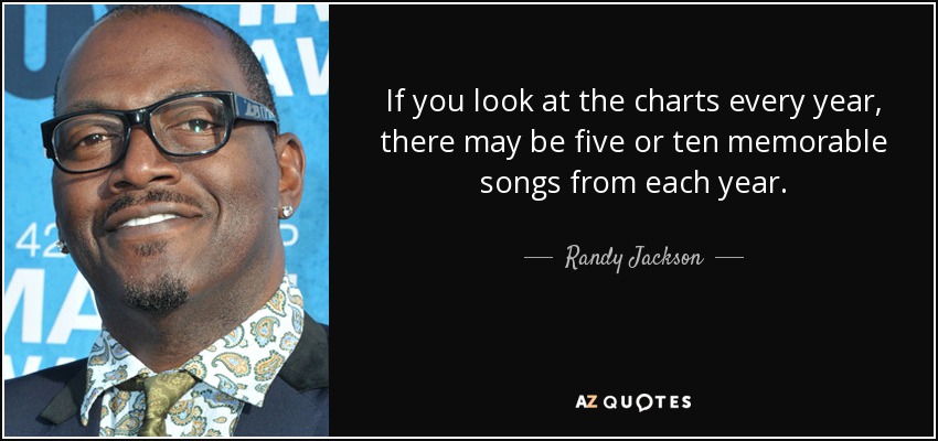 If you look at the charts every year, there may be five or ten memorable songs from each year. - Randy Jackson