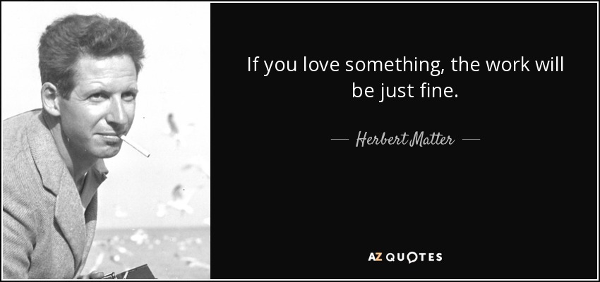 If you love something, the work will be just fine. - Herbert Matter