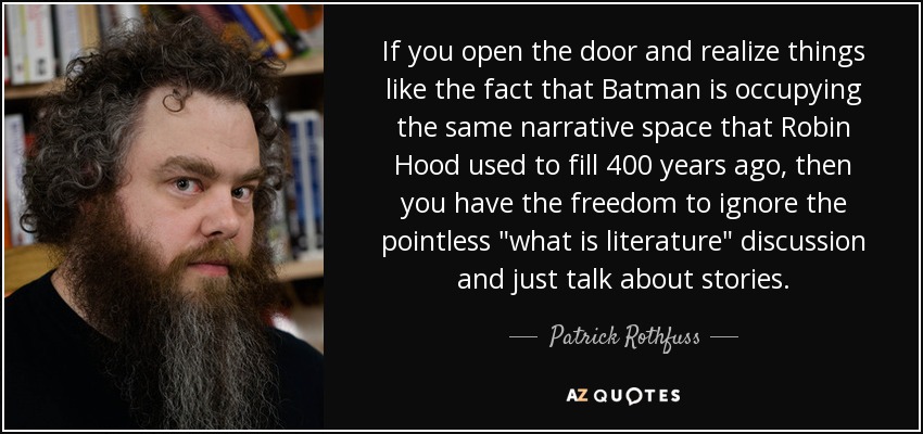 If you open the door and realize things like the fact that Batman is occupying the same narrative space that Robin Hood used to fill 400 years ago, then you have the freedom to ignore the pointless 