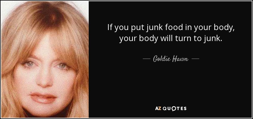 If you put junk food in your body, your body will turn to junk. - Goldie Hawn