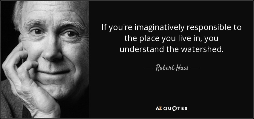 If you're imaginatively responsible to the place you live in, you understand the watershed. - Robert Hass