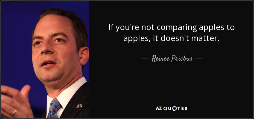 If you're not comparing apples to apples, it doesn't matter. - Reince Priebus