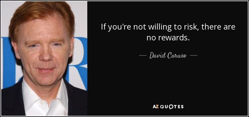 If you're not willing to risk, there are no rewards. - David Caruso