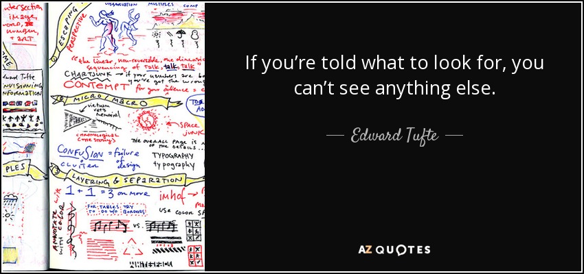 If you’re told what to look for, you can’t see anything else. - Edward Tufte