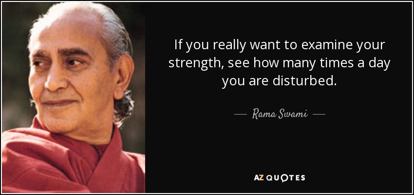 If you really want to examine your strength, see how many times a day you are disturbed. - Rama Swami