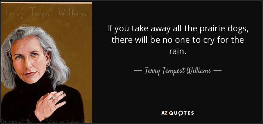 If you take away all the prairie dogs, there will be no one to cry for the rain. - Terry Tempest Williams