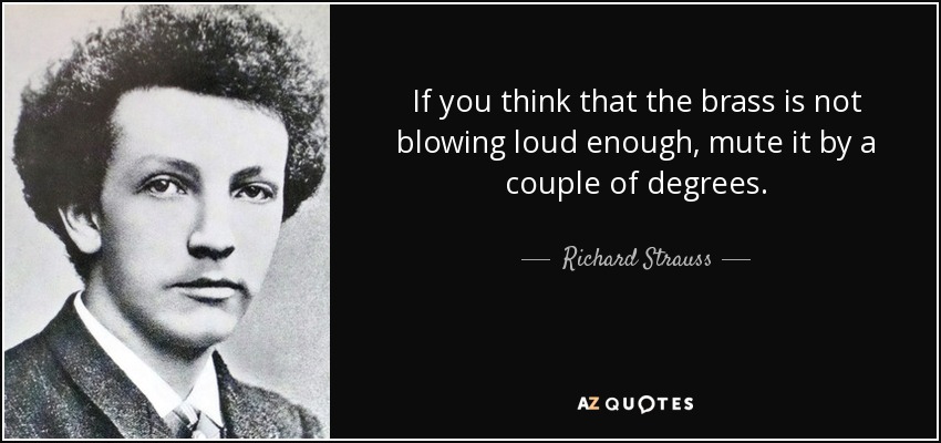 If you think that the brass is not blowing loud enough, mute it by a couple of degrees. - Richard Strauss