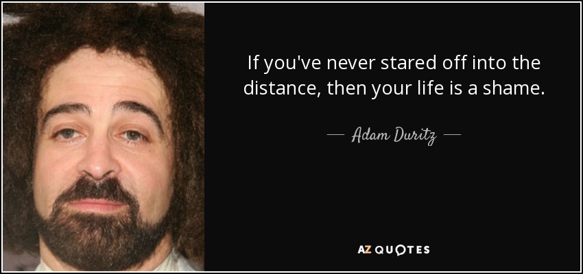 If you've never stared off into the distance, then your life is a shame. - Adam Duritz