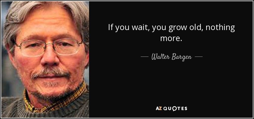 If you wait, you grow old, nothing more. - Walter Bargen