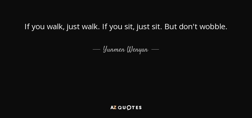 If you walk, just walk. If you sit, just sit. But don't wobble. - Yunmen Wenyan