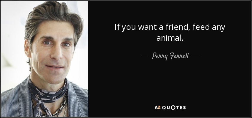If you want a friend, feed any animal. - Perry Farrell