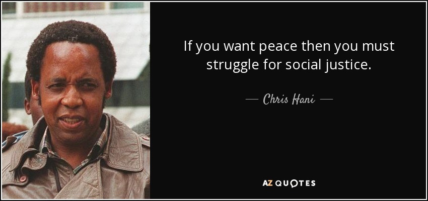 If you want peace then you must struggle for social justice. - Chris Hani