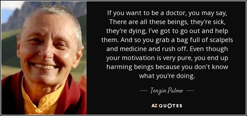 Tenzin Palmo Quote If You Want To Be A Doctor You May Say