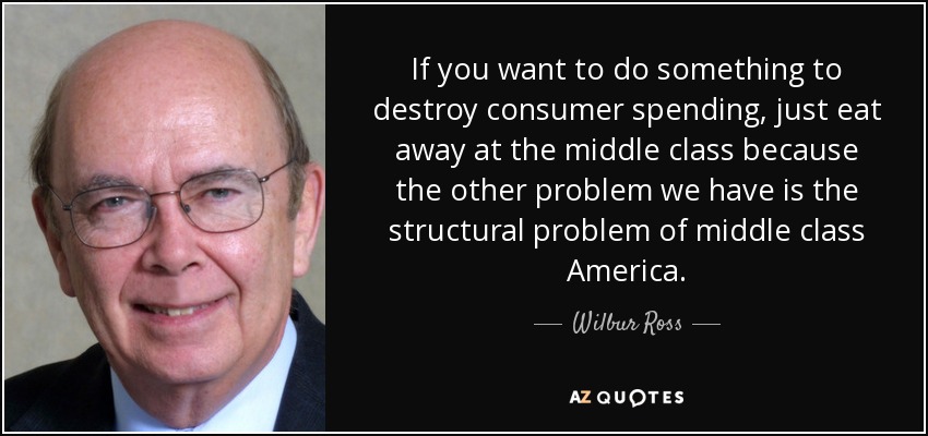 If you want to do something to destroy consumer spending, just eat away at the middle class because the other problem we have is the structural problem of middle class America. - Wilbur Ross