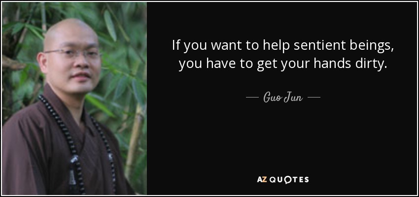 If you want to help sentient beings, you have to get your hands dirty. - Guo Jun