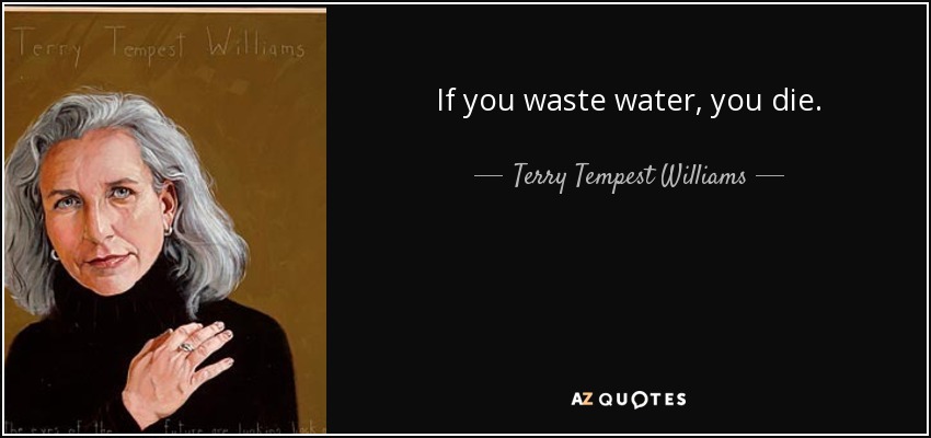 If you waste water, you die. - Terry Tempest Williams