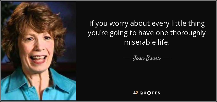 If you worry about every little thing you're going to have one thoroughly miserable life. - Joan Bauer