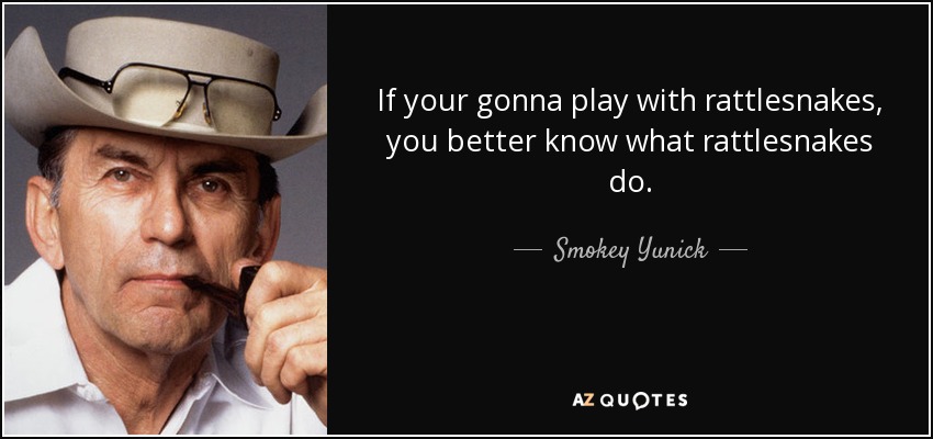 If your gonna play with rattlesnakes, you better know what rattlesnakes do. - Smokey Yunick
