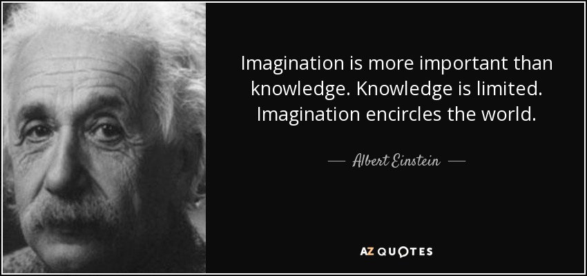Imagination is more important than knowledge. Knowledge is limited. Imagination encircles the world. - Albert Einstein
