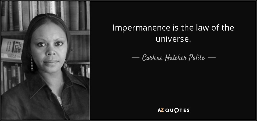 Impermanence is the law of the universe. - Carlene Hatcher Polite