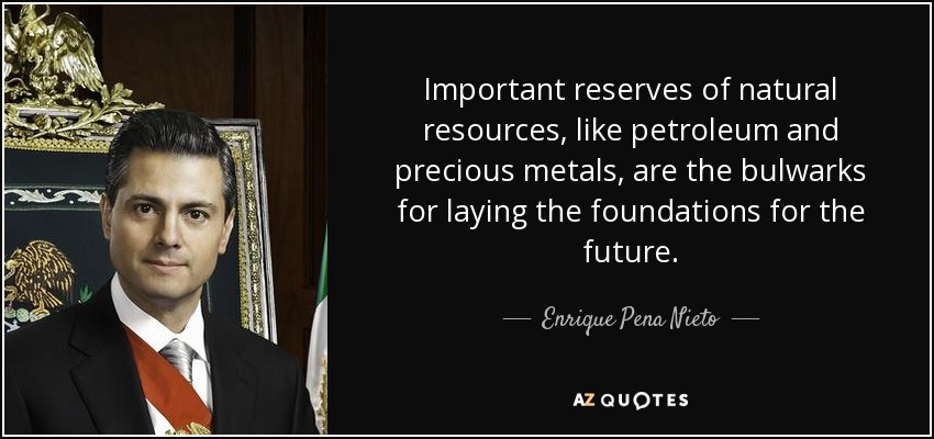 Important reserves of natural resources, like petroleum and precious metals, are the bulwarks for laying the foundations for the future. - Enrique Pena Nieto