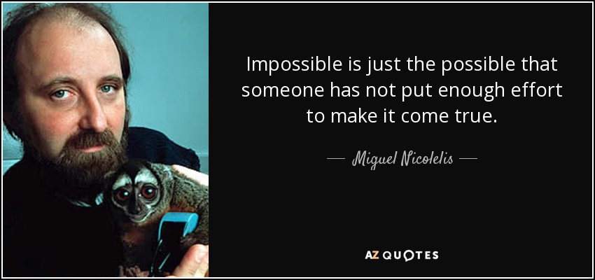 Impossible is just the possible that someone has not put enough effort to make it come true. - Miguel Nicolelis