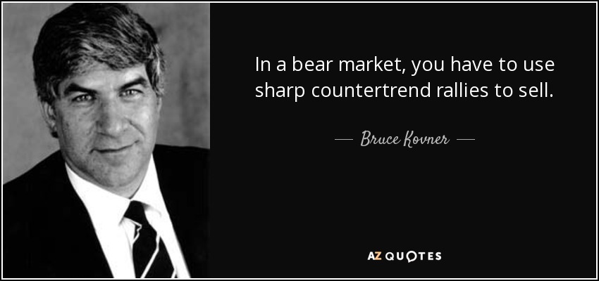In a bear market, you have to use sharp countertrend rallies to sell. - Bruce Kovner