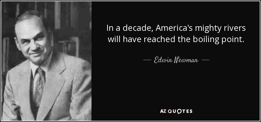 In a decade, America's mighty rivers will have reached the boiling point. - Edwin Newman