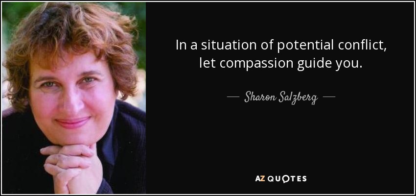 In a situation of potential conflict, let compassion guide you. - Sharon Salzberg