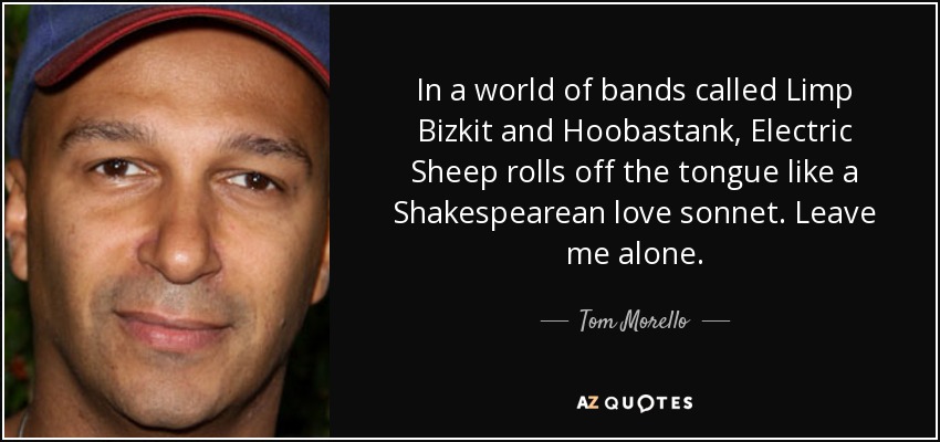 In a world of bands called Limp Bizkit and Hoobastank, Electric Sheep rolls off the tongue like a Shakespearean love sonnet. Leave me alone. - Tom Morello