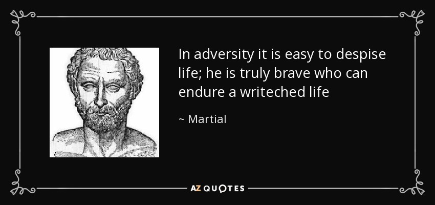 In adversity it is easy to despise life; he is truly brave who can endure a writeched life - Martial