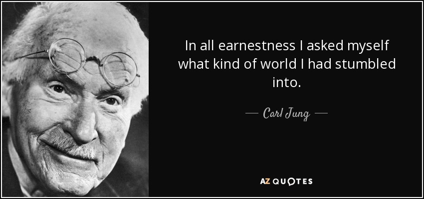In all earnestness I asked myself what kind of world I had stumbled into. - Carl Jung