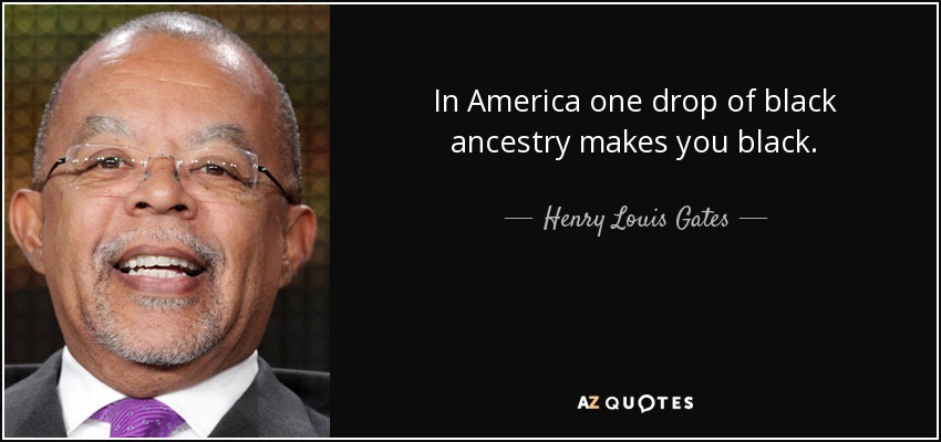 In America one drop of black ancestry makes you black. - Henry Louis Gates