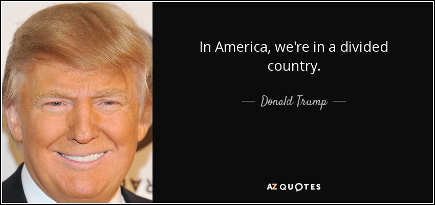 In America, we're in a divided country. - Donald Trump