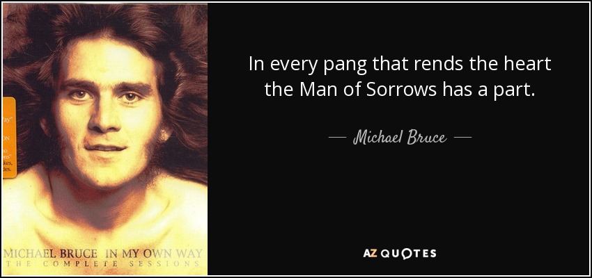 In every pang that rends the heart the Man of Sorrows has a part. - Michael Bruce
