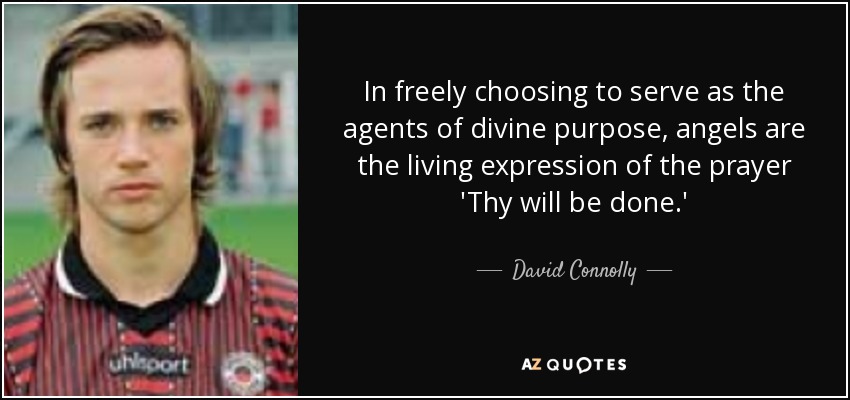 In freely choosing to serve as the agents of divine purpose, angels are the living expression of the prayer 'Thy will be done.' - David Connolly